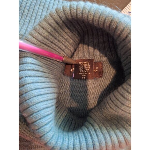 Eddie Bauer Turtleneck Long Sleeve Sweater Womens Medium Blue Cozy Warm - Picture 6 of 10